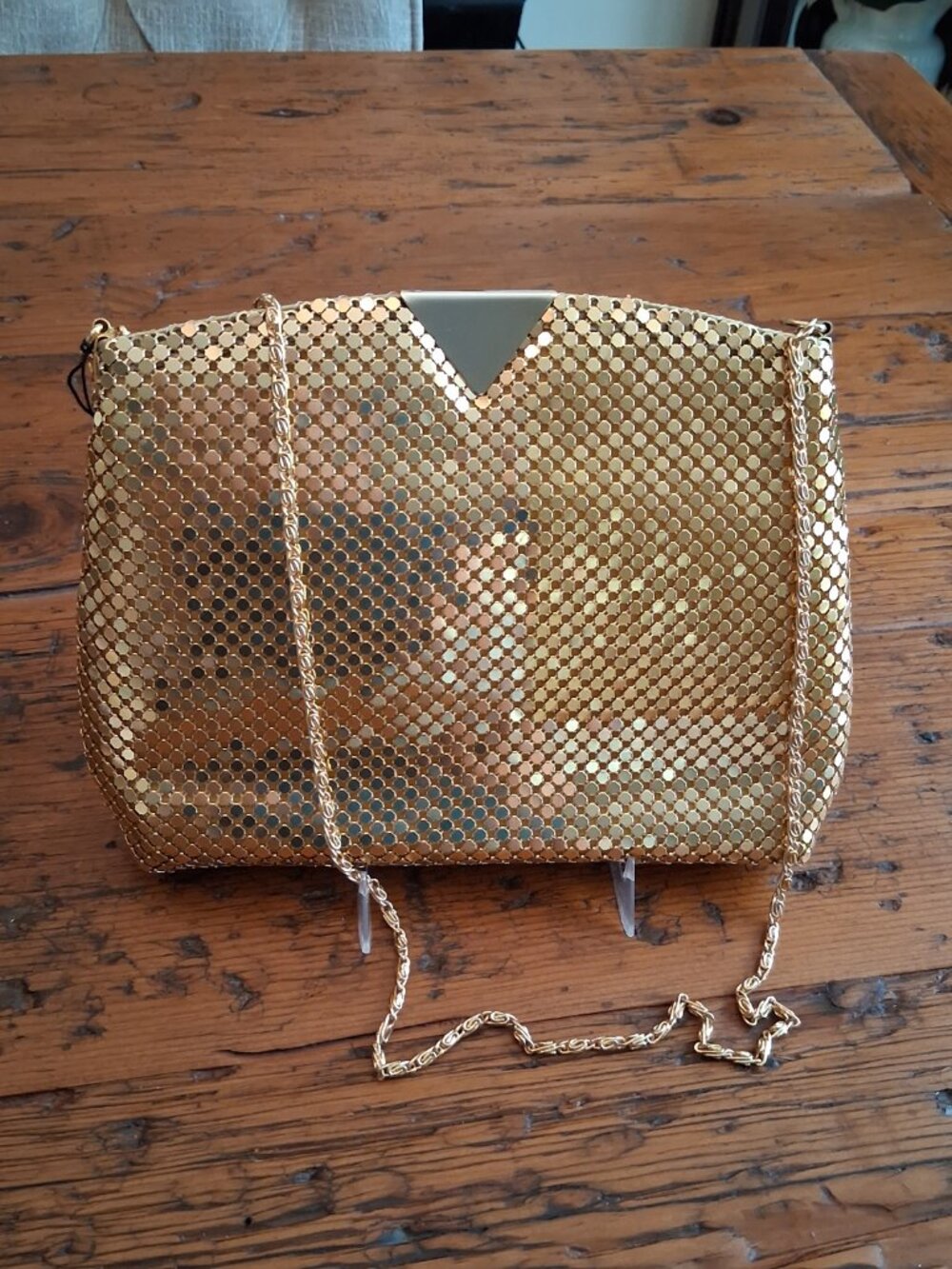 Y&S Gold Mesh Shoulder Crossbody Bag NWT
